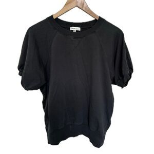 Another Love Women's Faded Puff Short Sleeve Crew Neck Raglan Seams Sweatshirt M